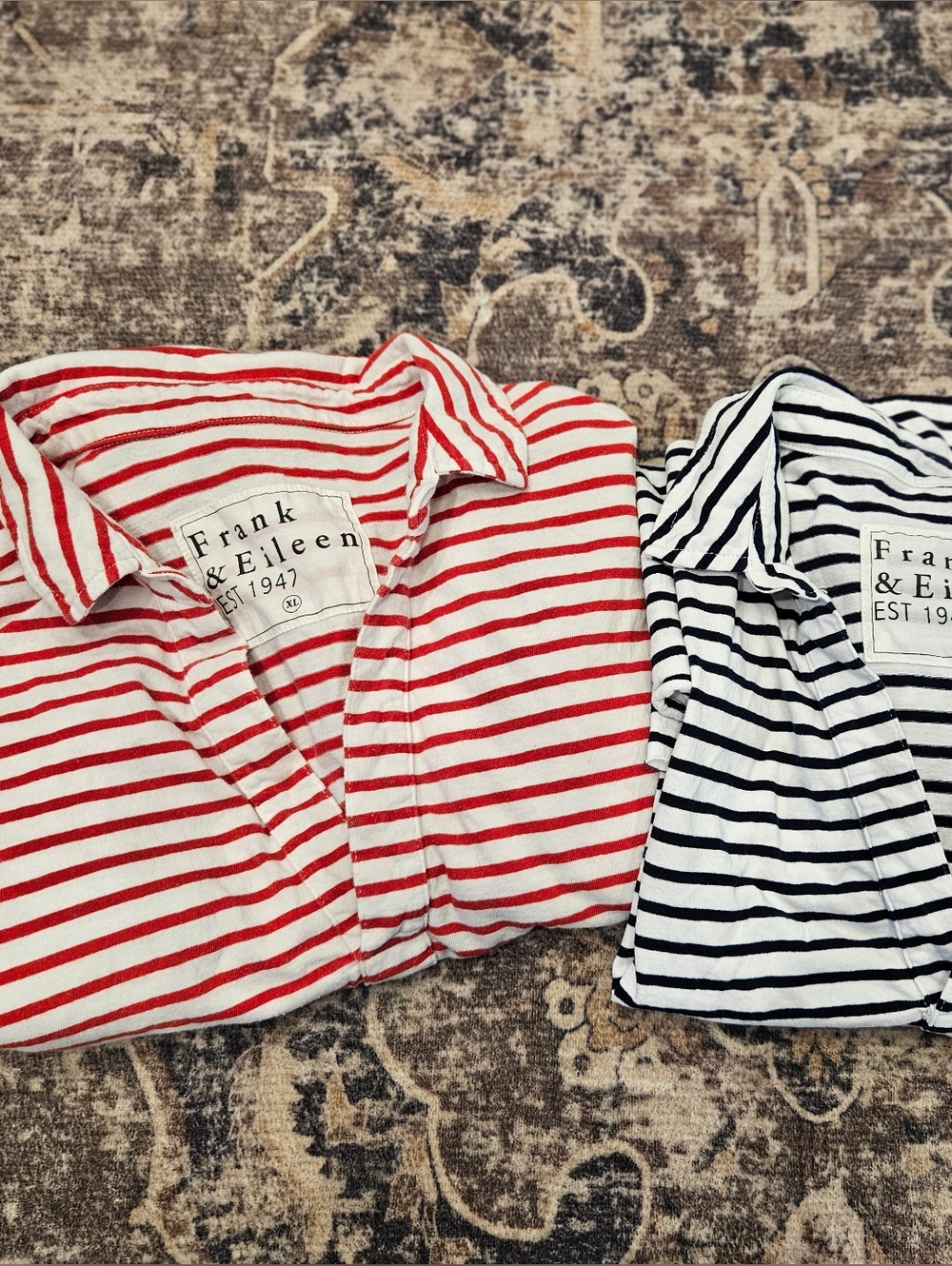 Frank Eileen Henley Striped Bundle Set Navy Red Cotton WOMENS Xl Fair